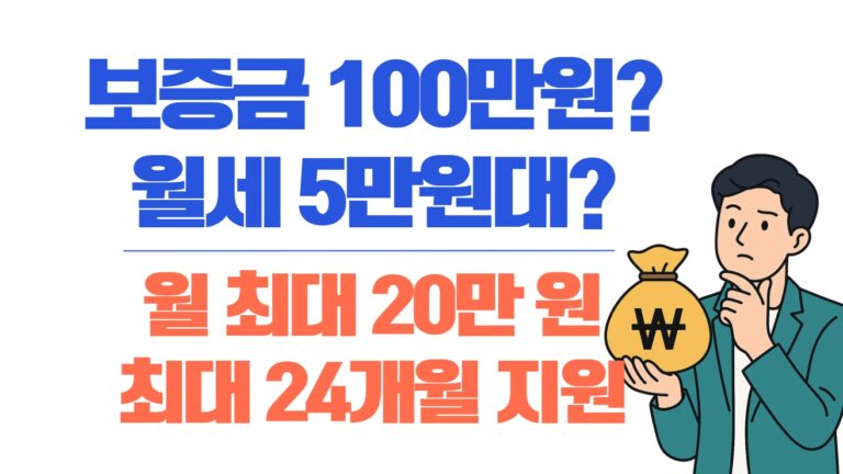 청년 전세임대 보증금 100만원, 월세 5만원대, 월 최대 20만원, 최대 24개월 지원