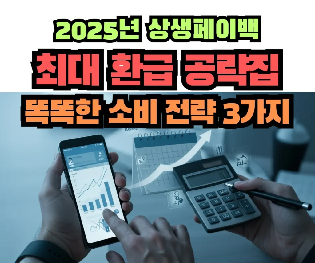 스마트폰으로 상생페이백 금액을 계산하는 손