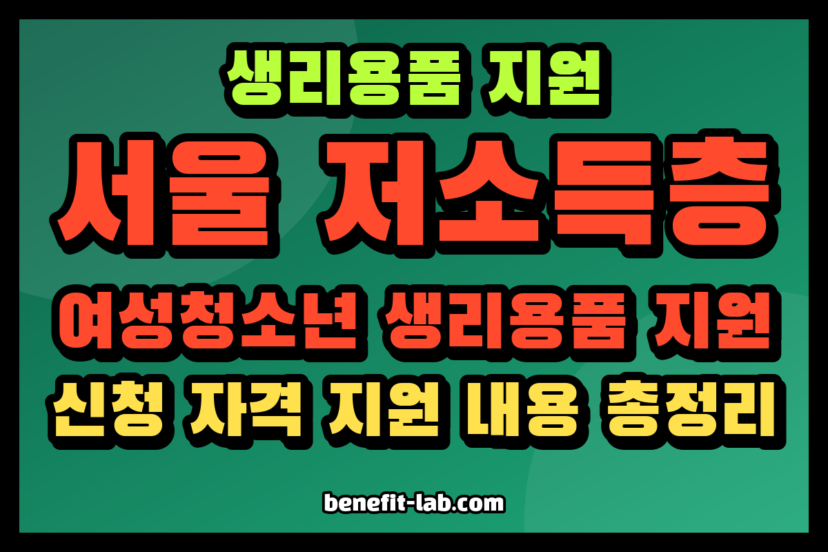 서울 저소득층 여성청소년 생리용품 지원 안내 이미지: 생리용품 지원 신청 자격 지원 내용 총정리